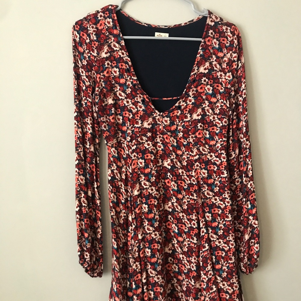 Lace up floral long sleeved Hollister Dress